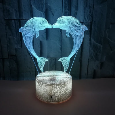 Boutique Customized Gift Box With Colorful 3D Dolphin Light 3D LightIllusionLight LED Light 3D Touch Small TableLamp
